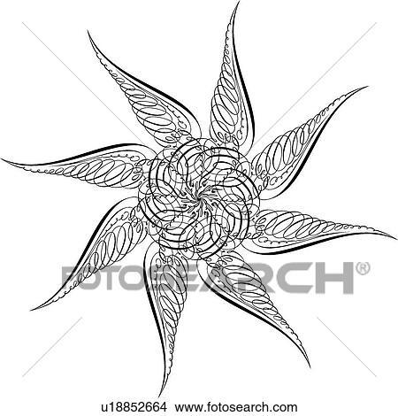 Clipart - Calligraphic Design of eight wings in a circle. Fotosearch