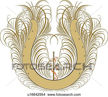Calligraphic Design of golden horseshoe View Large Clip Art Graphic Clipart - Calligraphic Design of golden horseshoe. Fotosearch