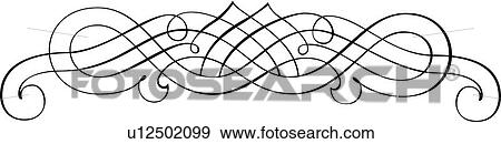 Clip Art - Calligraphic Design of graceful decorative rule. Fotosearch