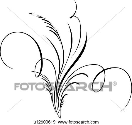 Calligraphic Design of grass and swirls View Large Clip Art Graphic Clip Art - Calligraphic Design of grass and swirls. Fotosearch