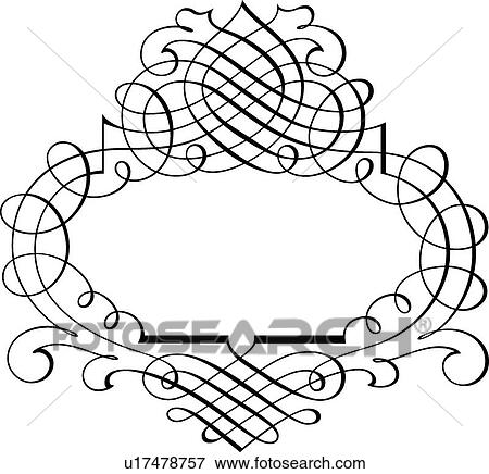 Calligraphic Design of horizontal swirled frame View Large Clip Art Graphic Clip Art - Calligraphic Design of horizontal swirled frame. Fotosearch
