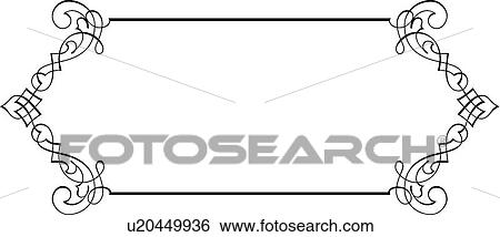 Clip Art - Calligraphic Design of horizontal ornate frame. Fotosearch