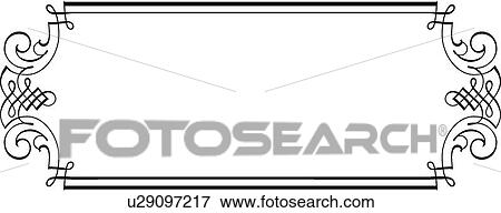 Clip Art - Calligraphic Design of horizontal rectangle script frame. Fotosearch