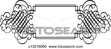 Clipart - Calligraphic Design of horizontal ornate frame. Fotosearch