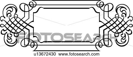 Clipart - Calligraphic Design of horizontal rectangle frame. Fotosearch