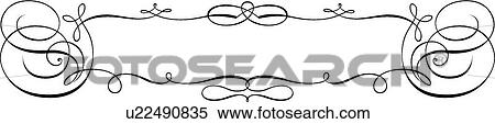 Clipart - Calligraphic Design of horizontal rectangle banner. Fotosearch