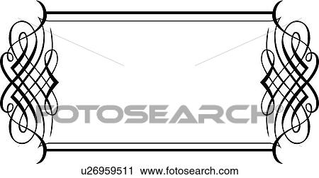 Clipart - Calligraphic Design of horizontal rectangle frame. Fotosearch