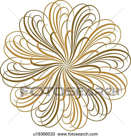 Calligraphic Design of looping gold lines in a circle View Large Clip Art Graphic Clipart - Calligraphic Design of looping gold lines in a circle. Fotosearch