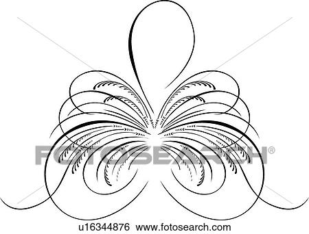 Clip Art - Calligraphic Design of looping lines and branches. Fotosearch