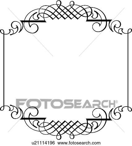 Calligraphic Design of proportional line art frame View Large Clip Art Graphic Clip Art - Calligraphic Design of proportional line art frame. Fotosearch