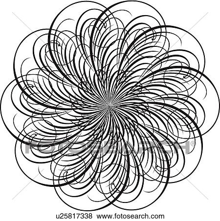 Clip Art - Calligraphic Design of swirled lines in a circle. Fotosearch
