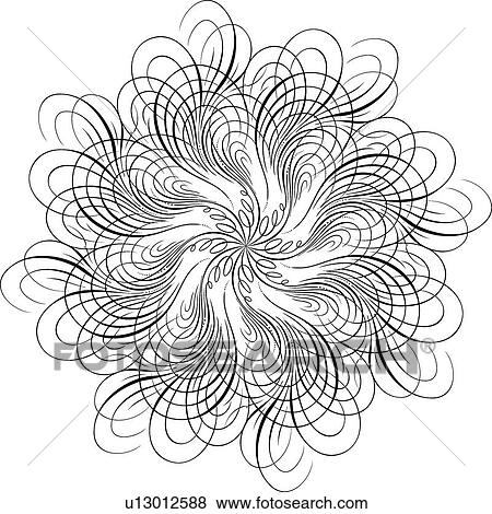clip art of calligraphic design of swirling and looping lines in a swirling design