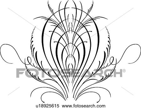 Clipart - Calligraphic Design of swirls and leaves. Fotosearch