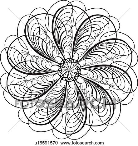 Calligraphic Design of swirls in a circle View Large Clip Art Graphic Clipart - Calligraphic Design of swirls in a circle. Fotosearch
