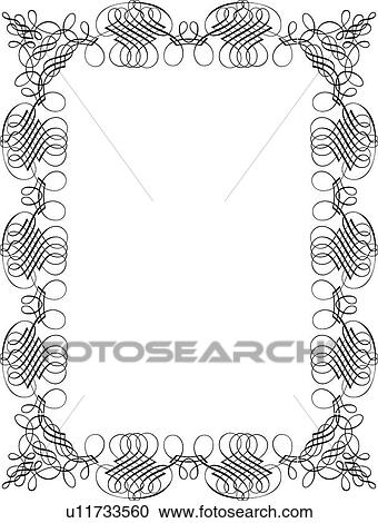 Calligraphic Design of symmetrical vertical frame View Large Clip Art Graphic Clipart - Calligraphic Design of symmetrical vertical frame. Fotosearch