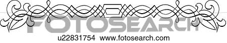 Clipart - Calligraphic Design of symmetrical header. Fotosearch