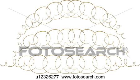 Clip Art - Calligraphic Design of three gold curly headers. Fotosearch