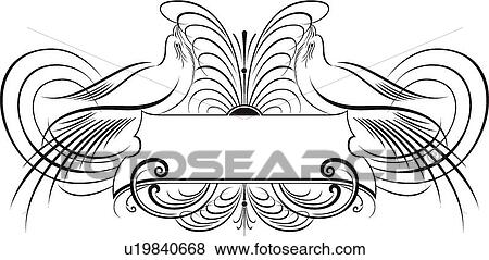 Calligraphic Design of two birds on a banner View Large Clip Art Graphic Clip Art - Calligraphic Design of two birds on a banner. Fotosearch