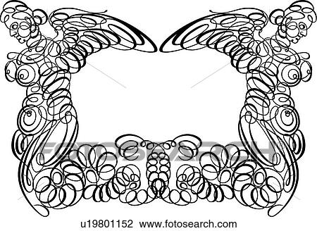 Calligraphic Design of two fairies on a frame View Large Clip Art Graphic Clipart - Calligraphic Design of two fairies on a frame. Fotosearch