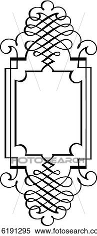 Clipart - Calligraphic Design of vertical symmetrical frame. Fotosearch