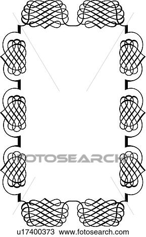 Calligraphic Design of vertical rectangle frame View Large Clip Art Graphic Clipart - Calligraphic Design of vertical rectangle frame. Fotosearch