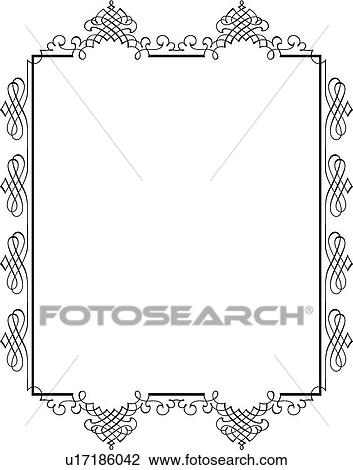 Clipart - Calligraphic Design of vertical ornate frame. Fotosearch