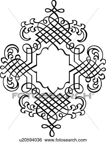 Clip Art - Calligraphic Design with Copy Space. Fotosearch