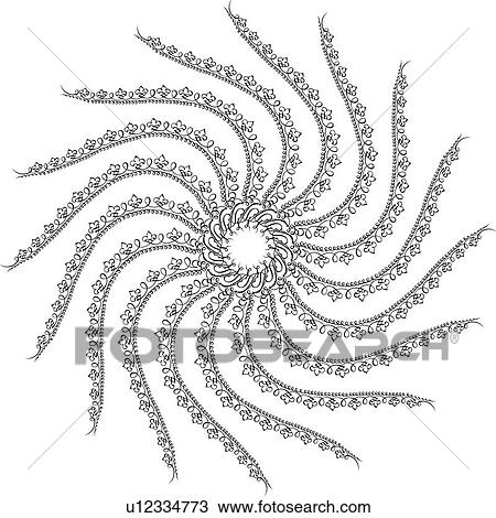 Calligraphic Design with flower center and with sixteen floral arms View Large Clip Art Graphic Clipart - Calligraphic Design with flower center and with sixteen floral arms. Fotosearch