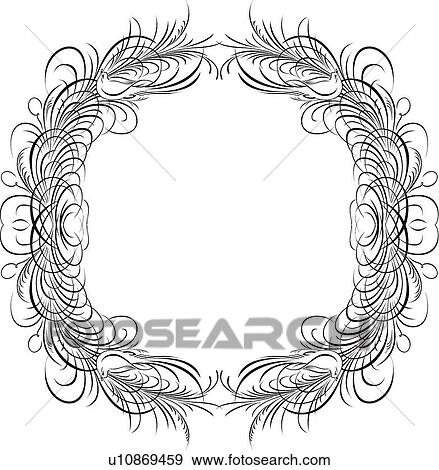 Calligraphic Design with Four Birds and Open Center View Large Clip Art Graphic Clip Art - Calligraphic Design with Four Birds and Open Center. Fotosearch
