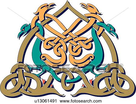 Clipart - Celtic Four bird Design Ornament. Fotosearch