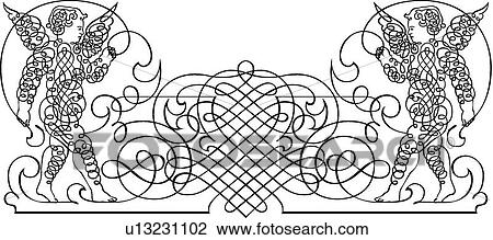 Cherub Calligraphic Design View Large Clip Art Graphic Clipart - Cherub Calligraphic Design. Fotosearch