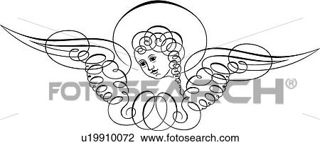 Cherub Calligraphic Design View Large Clip Art Graphic Clipart - Cherub Calligraphic Design. Fotosearch