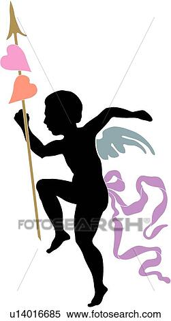 Cherub with Green Wings and Purple Ribbon Tail Carrying Hearts View Large Clip Art Graphic Clipart - Cherub with Green Wings and Purple Ribbon Tail Carrying Hearts. Fotosearch