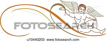 Clipart - Cherub with lines . Fotosearch