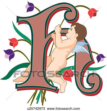 Cherubs Capital h View Large Clip Art Graphic Clipart - Cherubs Capital h. Fotosearch