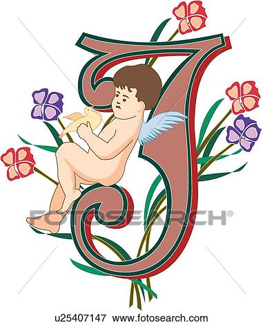 Cherubs Capital j View Large Clip Art Graphic Clip Art - Cherubs Capital j. Fotosearch