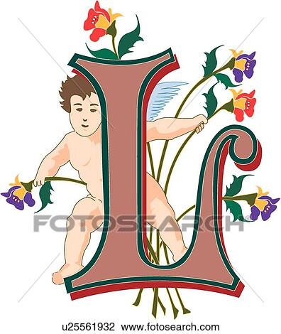 Cherubs Capital l View Large Clip Art Graphic Clipart - Cherubs Capital l. Fotosearch
