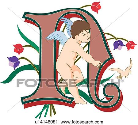 Clipart - Cherubs Capital n. Fotosearch