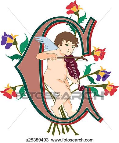 Clipart - Cherubs letter C. Fotosearch
