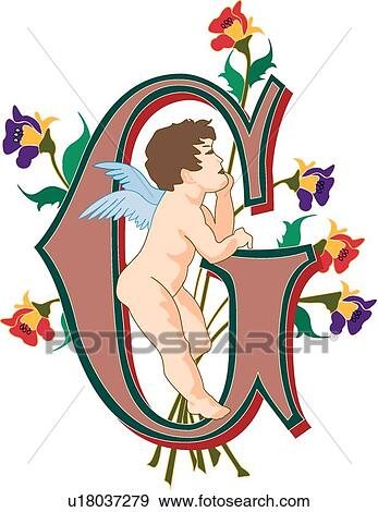 Cherubs letter G View Large Clip Art Graphic Clip Art - Cherubs letter G. Fotosearch
