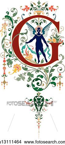 Cherubs letter G View Large Clip Art Graphic Clipart - Cherubs letter G. Fotosearch