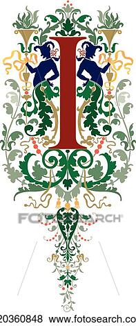 Clip Art - Cherubs letter I. Fotosearch