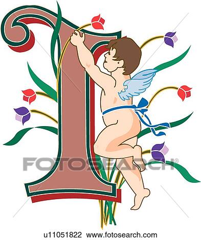Cherubs letter I View Large Clip Art Graphic Clipart - Cherubs letter I. Fotosearch