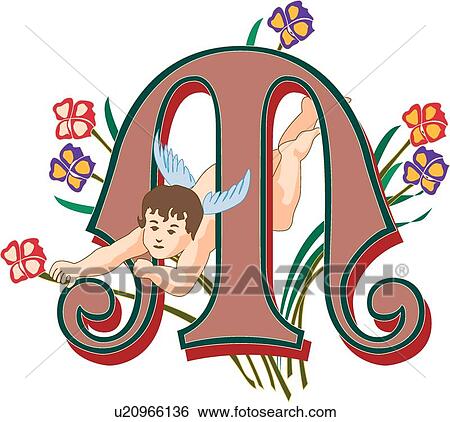 Cherubs letter M View Large Clip Art Graphic Clip Art - Cherubs letter M. Fotosearch