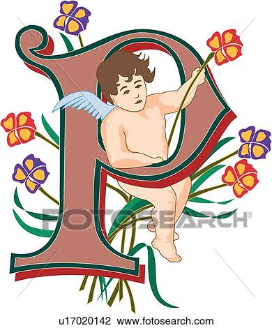 Cherubs letter P View Large Clip Art Graphic Clipart - Cherubs letter P. Fotosearch