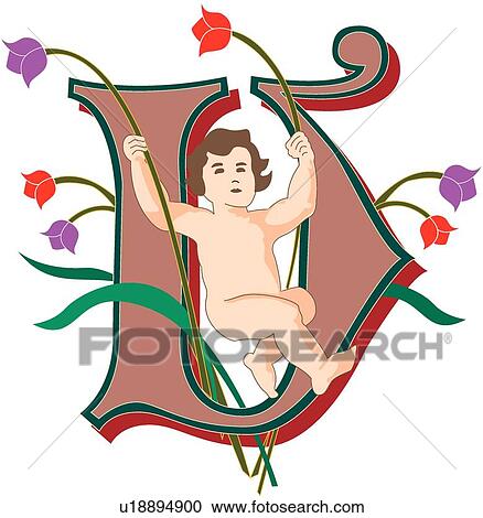 Cherubs letter U View Large Clip Art Graphic Clipart - Cherubs letter U. Fotosearch