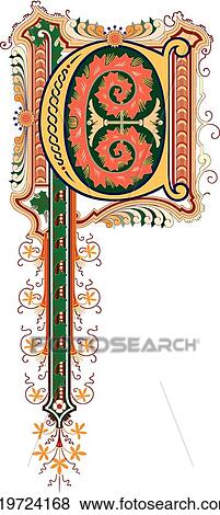 Clip Art - Cinderella letter C. Fotosearch
