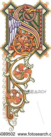 Clipart - Cinderella letter S. Fotosearch