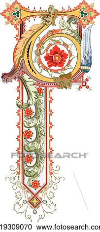 Clipart - Cinderella letter T. Fotosearch