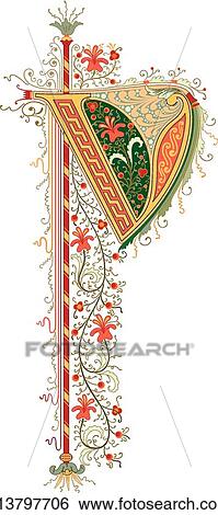 Clip Art - Cinderella letter V. Fotosearch